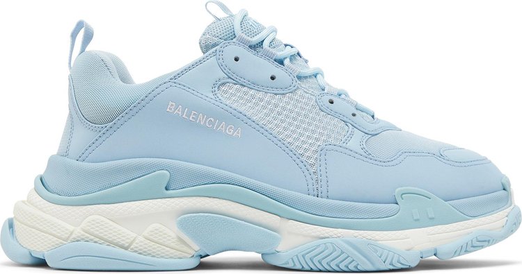 цена Кроссовки Balenciaga Triple S Sneaker Allover Logo - Light Blue, синий