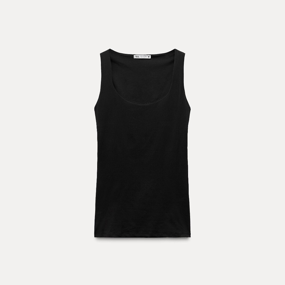

Топ Zara Polyamide With Wide Straps, черный