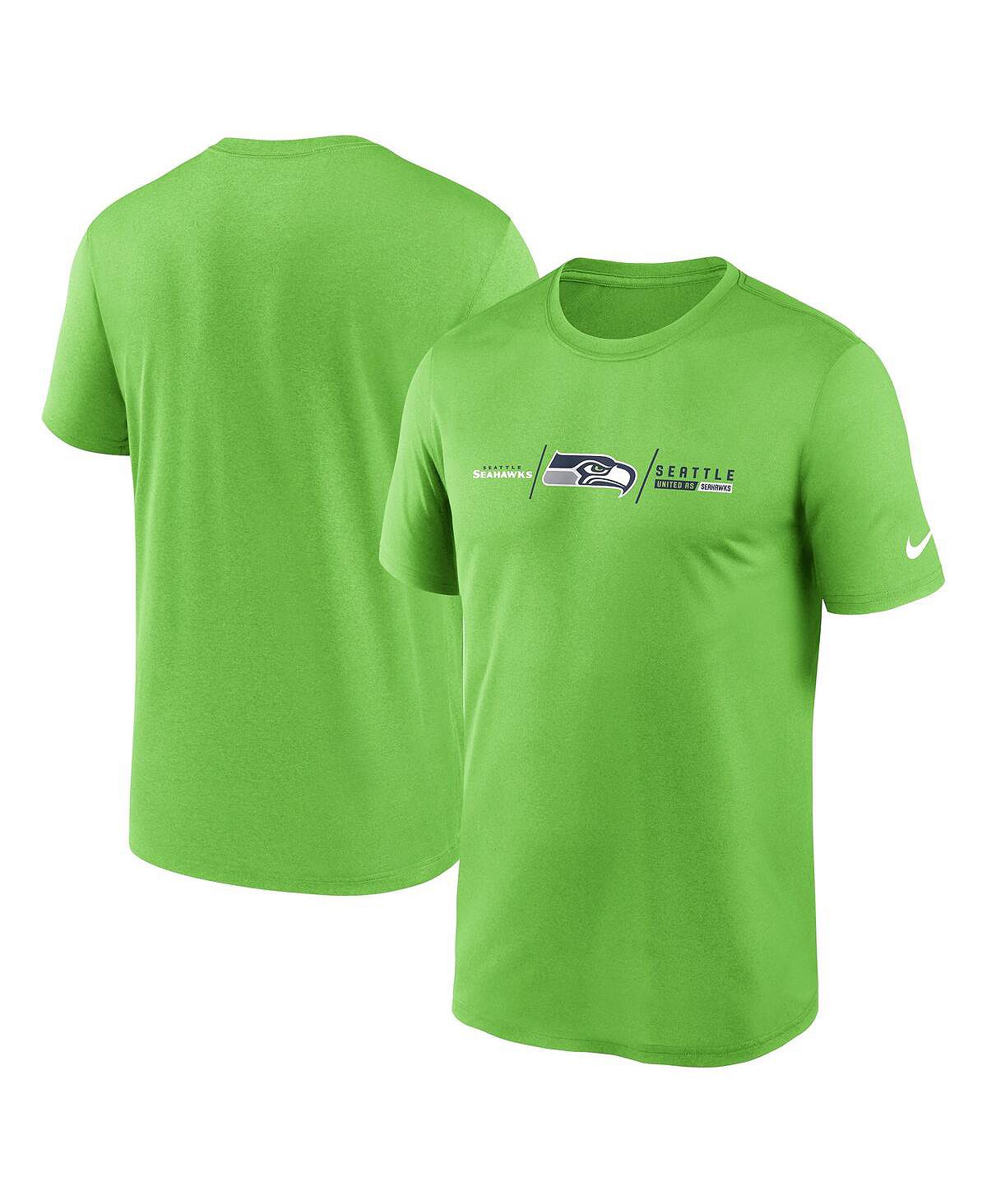 Мужская неоново-зеленая футболка seattle seahawks horizontal lockup legend Nike, мульти платье megapolis сиэтл
