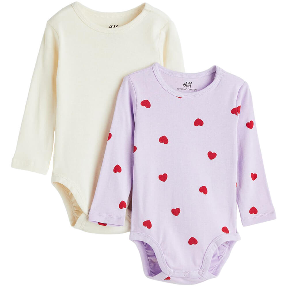 

Комплект H&M Cotton, 2 предмета, светло-фиолетовый/белый