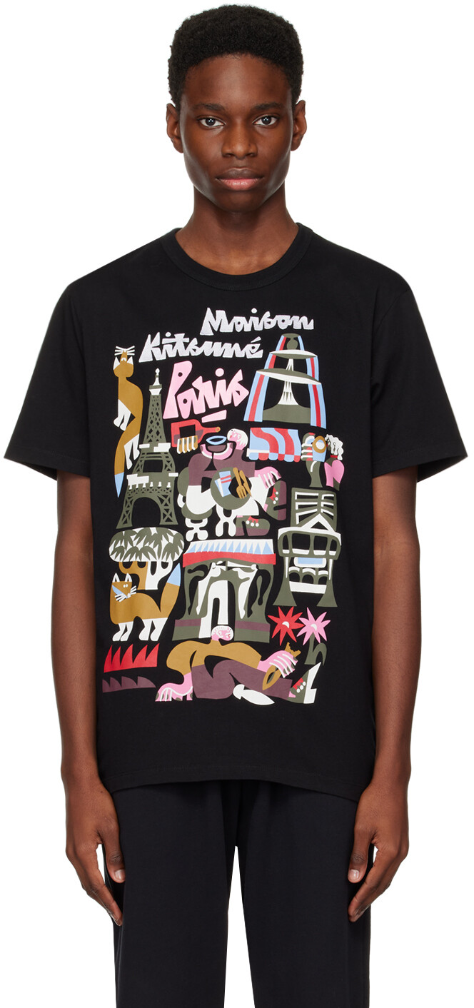 

Черная футболка Bill Rebholz Edition 'Paris' Maison Kitsuné
