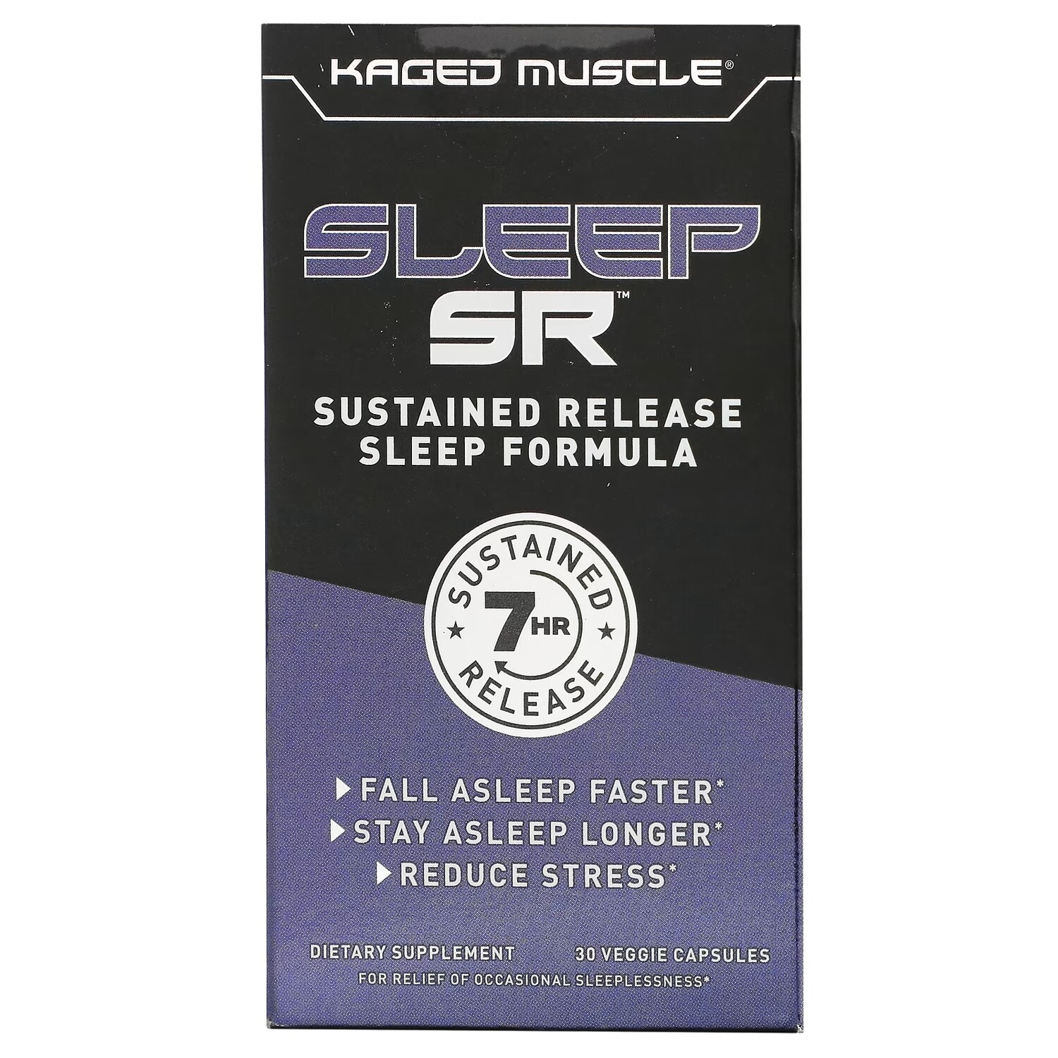 

Добавка для Улучшения Качества Сна с Длительным Высвобождением Kaged Sleep SR, 30 растительных капсул