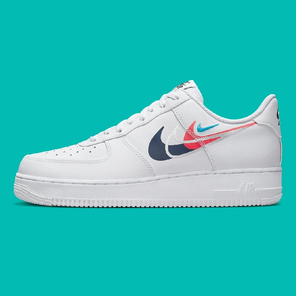 

Кеды Nike Air Force 1 '07 'Quadruple Swoosh', белый/темно-синий/малиновый