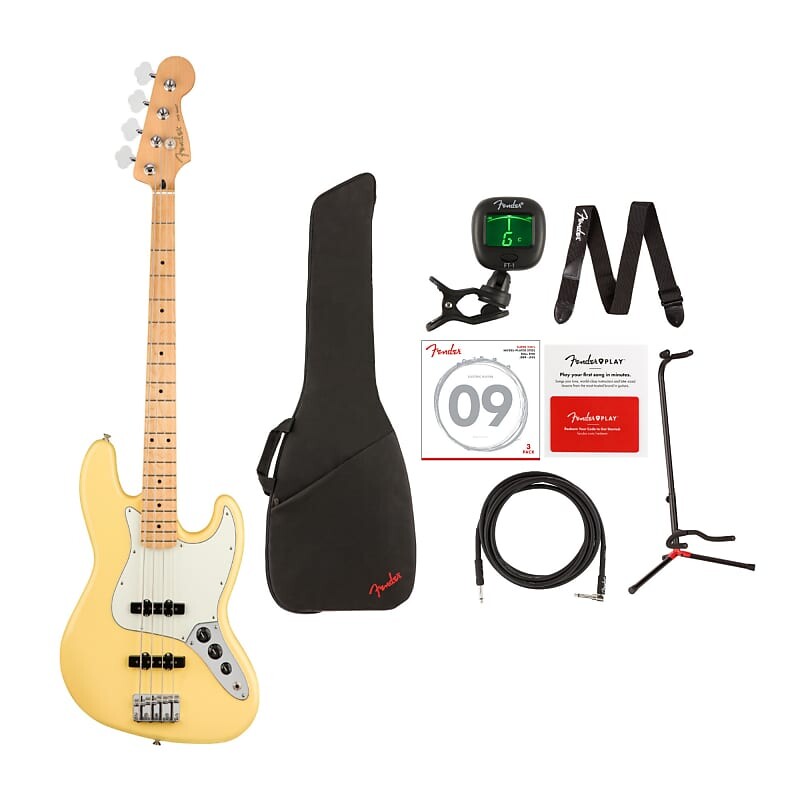 

Fender Player 4-String Jazz Electric Bass Guitar Bundle (Buttercream, Right Handed) (Value Bundle) Fender Player 4-String Jazz Electric Bass Guitar (Buttercream, RH, Value Bundle)
