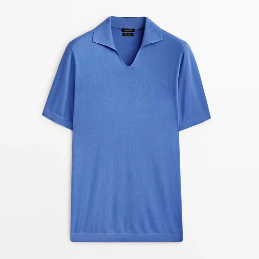 

Свитер с короткими рукавами Massimo Dutti Milano Knit Polo, синий