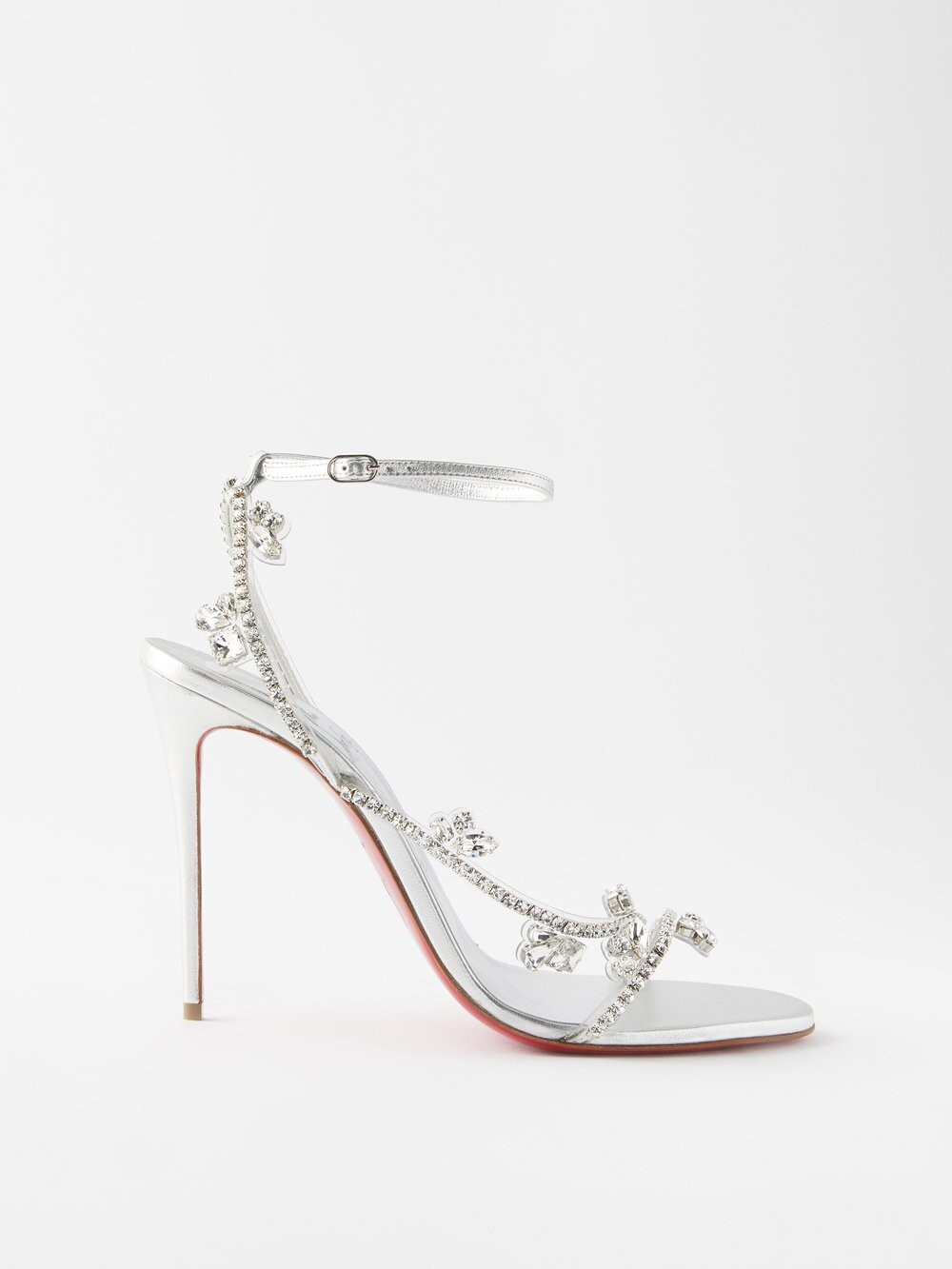 

Сандалии joli queen 100 из металлизированной кожи и пвх Christian Louboutin, серебряный