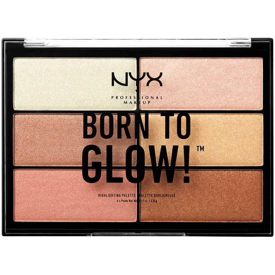 NYX Professional Makeup Born To Glow Highlighting Palette бордовая палетка хайлайтеров для лица, 5,4 г revlon палетка хайлайтеров для лица highlighting palette rose glow 020 7 5