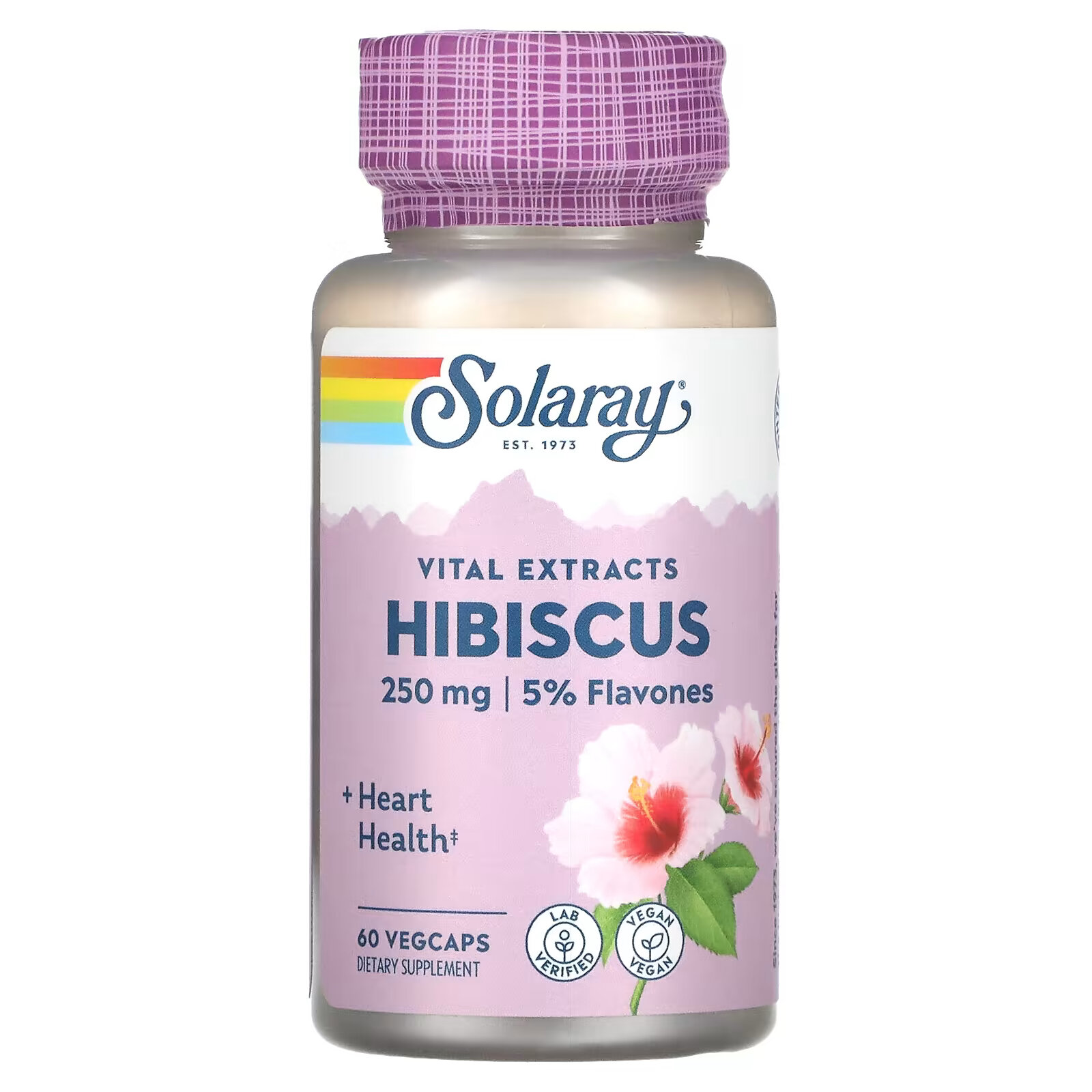 Solaray, Экстракт цветков гибискуса, 250 мг, 60 растительных капсул