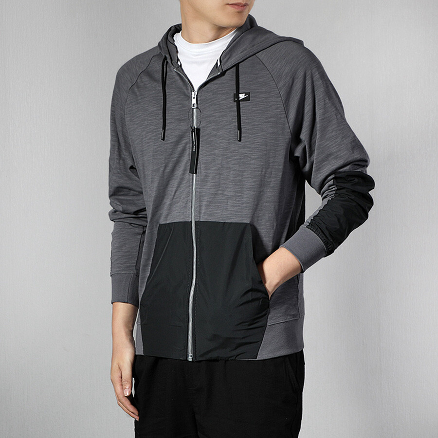 

Толстовка Nike Colorblock Sports Running Hooded Drawstring, серый/черный