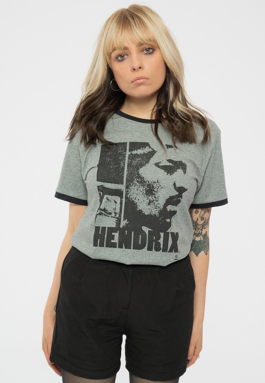 

Футболка с принтом JIMI HENDRIX LET ME LIVE RINGER Paradiso Clothing, серый