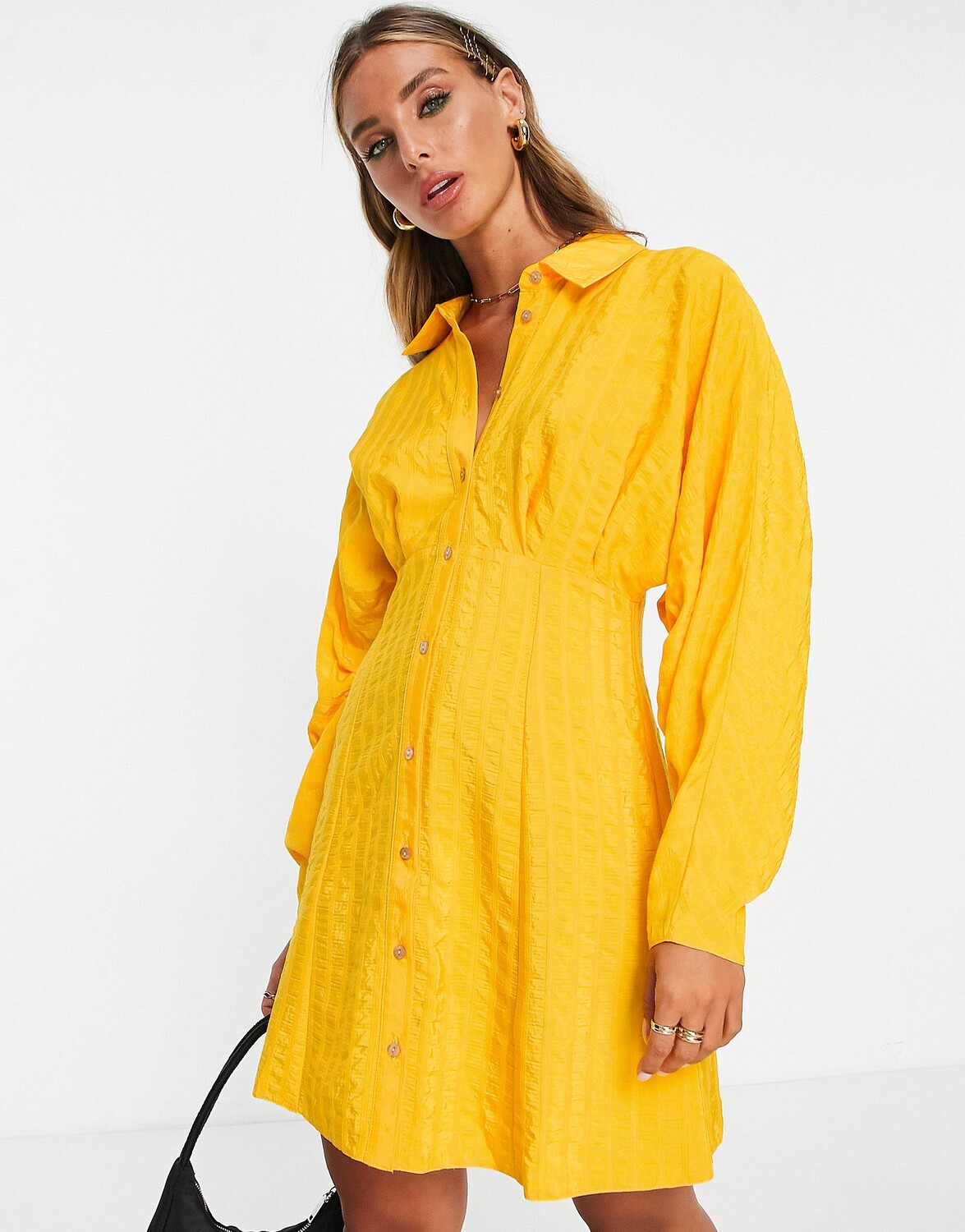 

Желтое платье-рубашка с объемными рукавами и полосками ASOS DESIGN ASOS DESIGN, Желтый