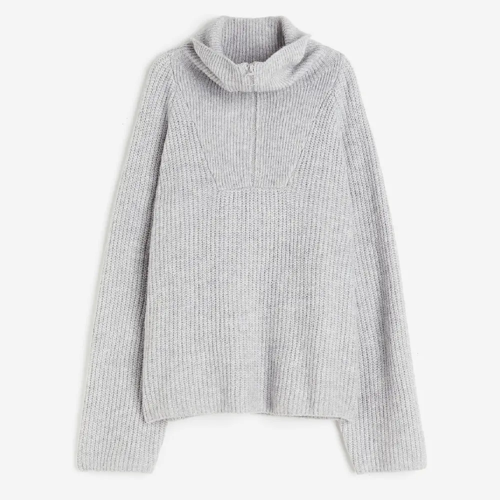 

Свитер H&M Oversized Half-zip, светло-серый