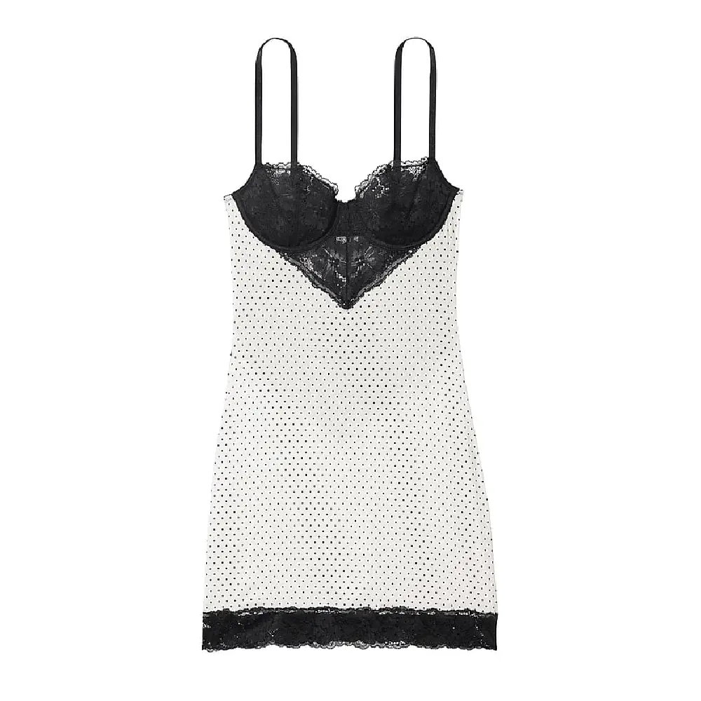

Комбинация Victoria's Secret Modal & Lace Mini, белый/черный