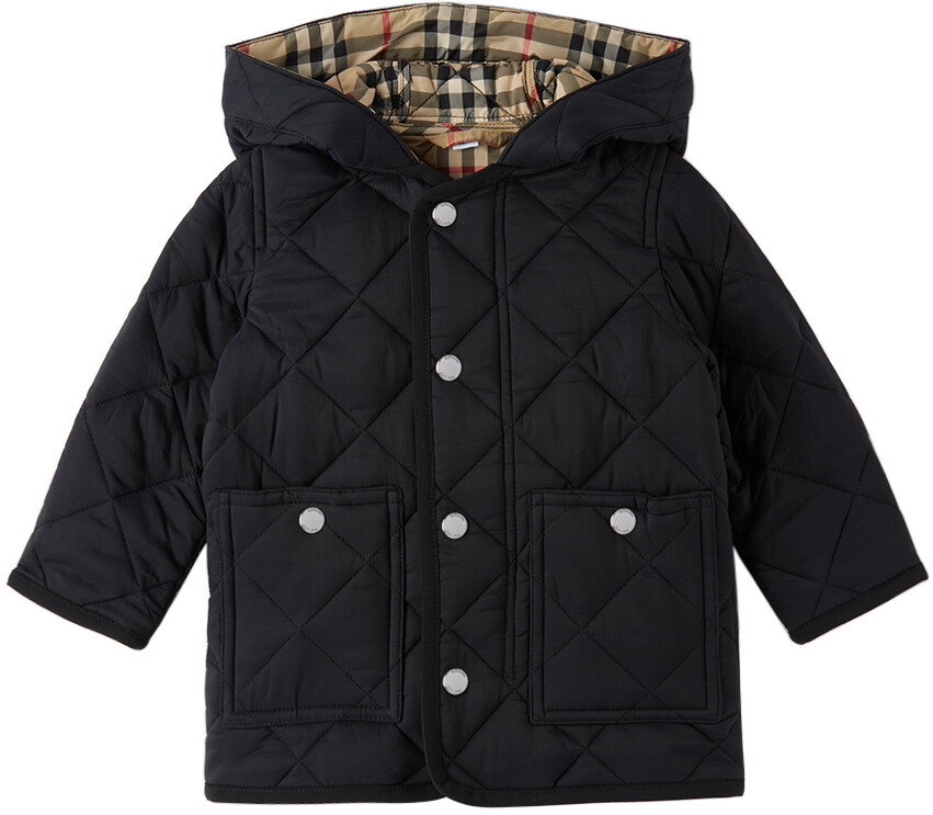 

Детская черная стеганая куртка Burberry