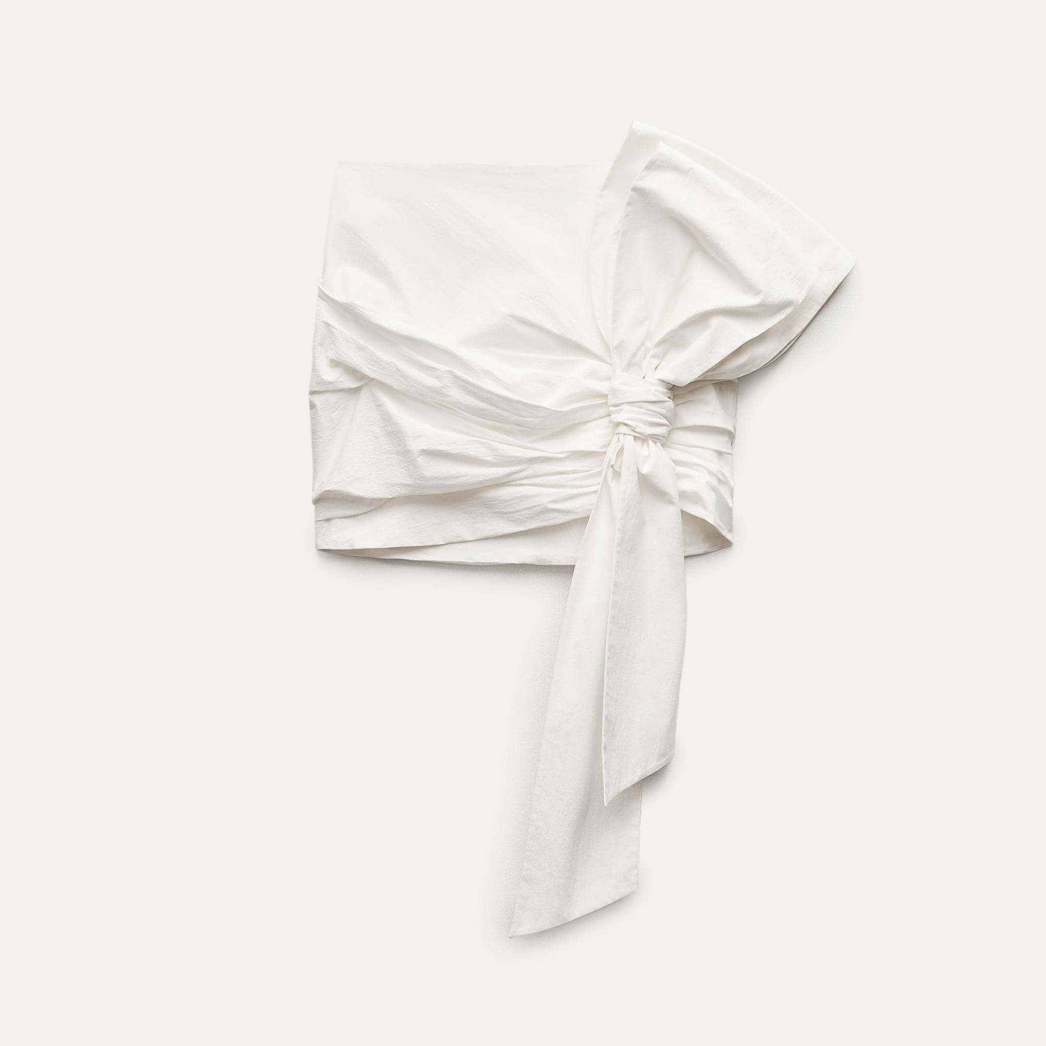 Юбка Zara ZW Collection Short With Knot, белый юбка короткая со сборками и воланами цветочный принт xs разноцветный