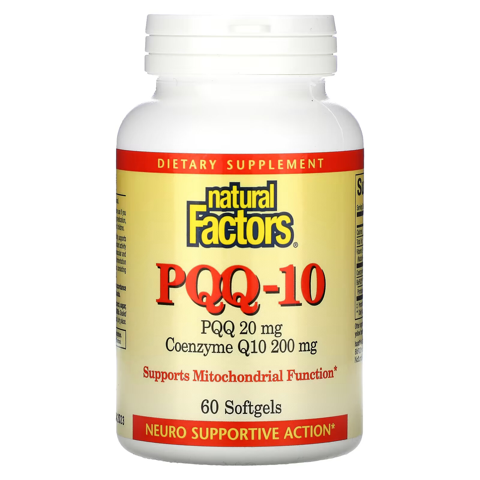 Natural Factors, PQQ-10, пирролохинолинхинон 20 мг, коэнзим Q10 200 мг, 60 капсул natural factors коэнзим q10 200 мг 30 капсул