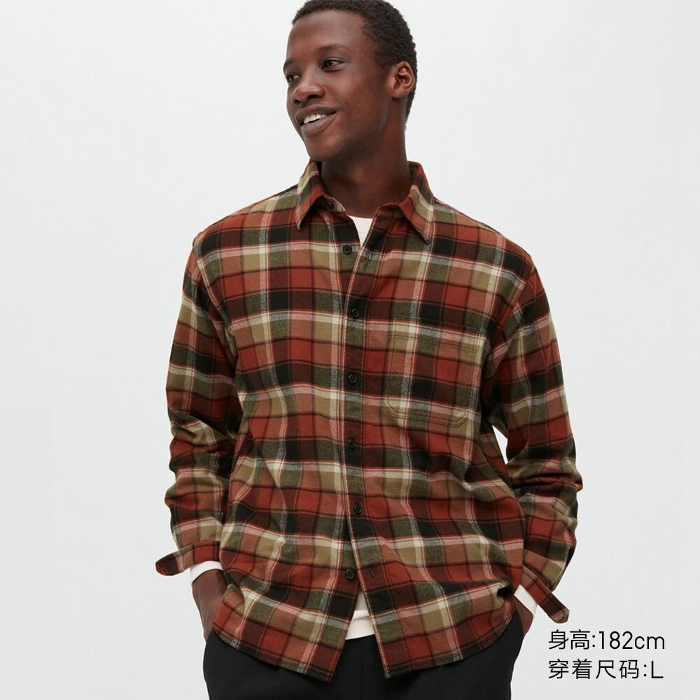 

Фланелевая клетчатая рубашка унисекс Uniqlo, оранжевый