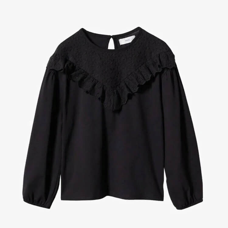 

Блузка для девочки с длинным рукавом Mango Kids Rosa, черный