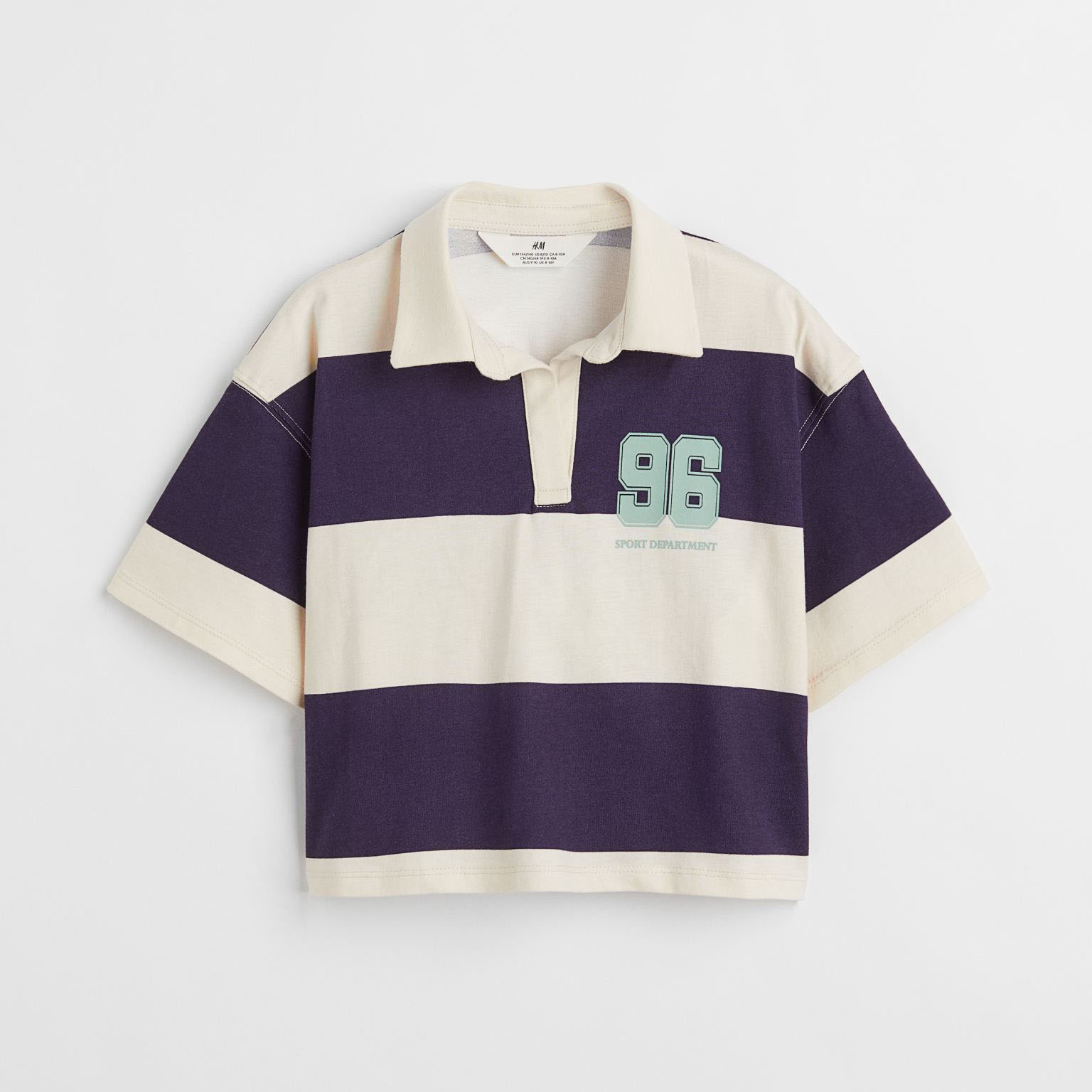 Укороченная рубашка в стиле регби H&M Color-block, темно-синий
