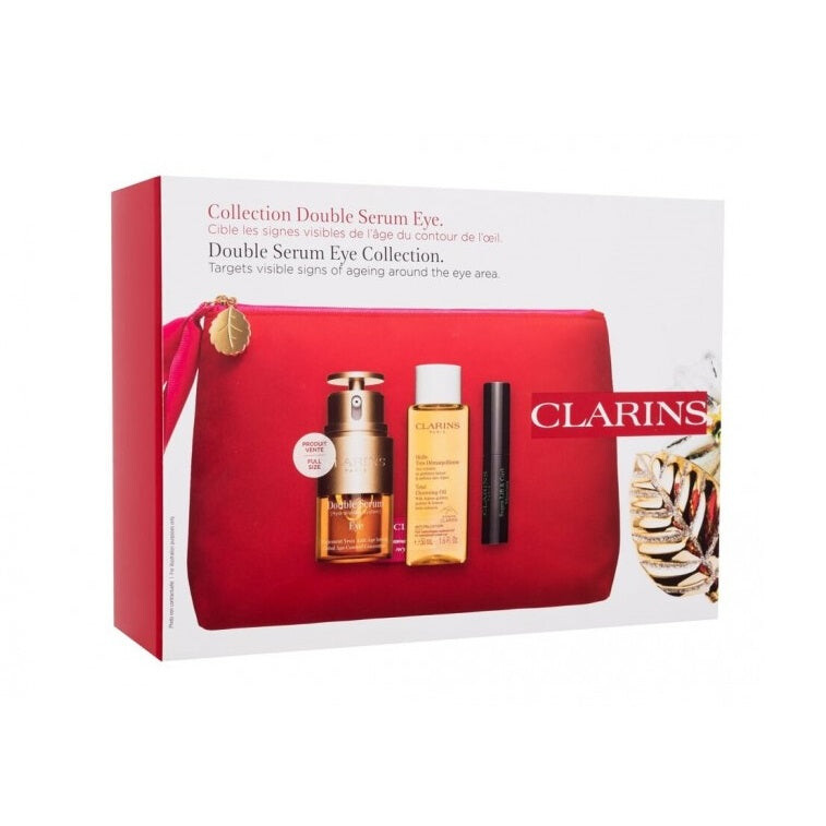 

Clarins Набор Double Serum Eye Collection сыворотка для глаз Double Serum Eye 20мл + очищающее масло для лица Total Cleansing Oil 50мл + тушь для ресниц Mini Supra Lift & Curl Mascara 8мл + косметичка