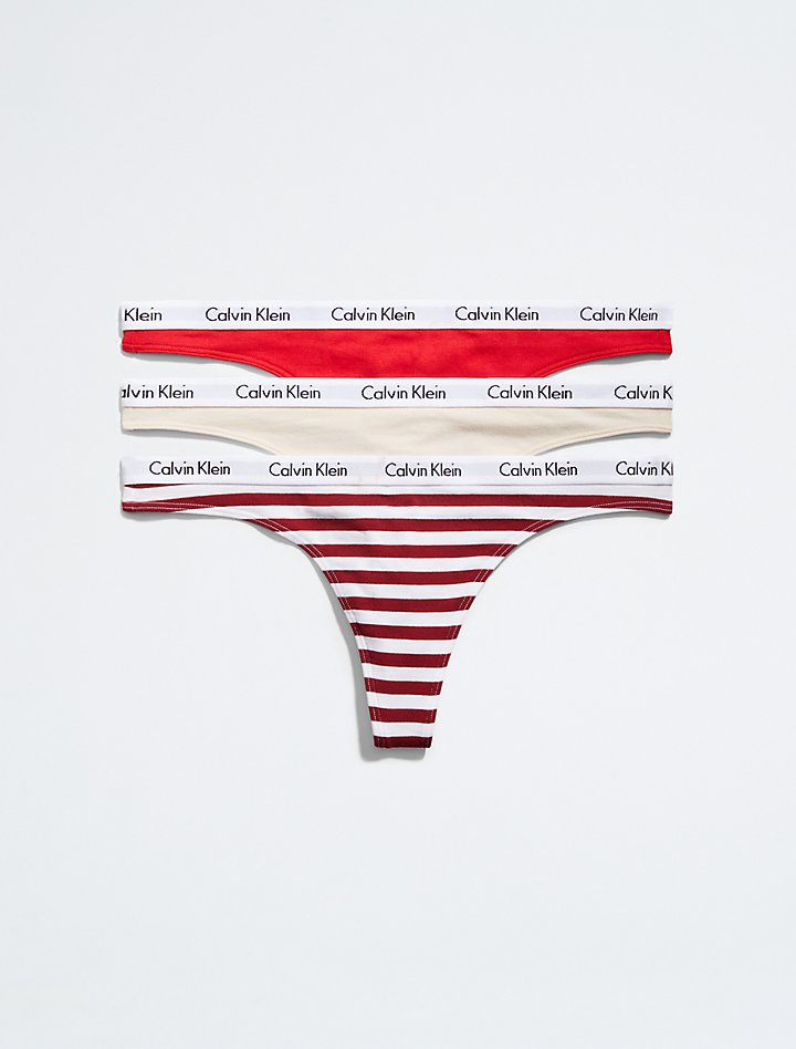 Комплект из 3 хлопковых стрингов с логотипом Carousel Calvin Klein, красный