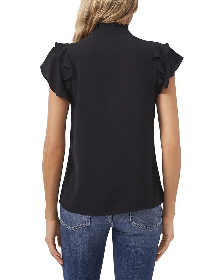 

Блуза CeCe Short Sleeve Pin Tuck Ruffled Blouse, цвет Rich Black