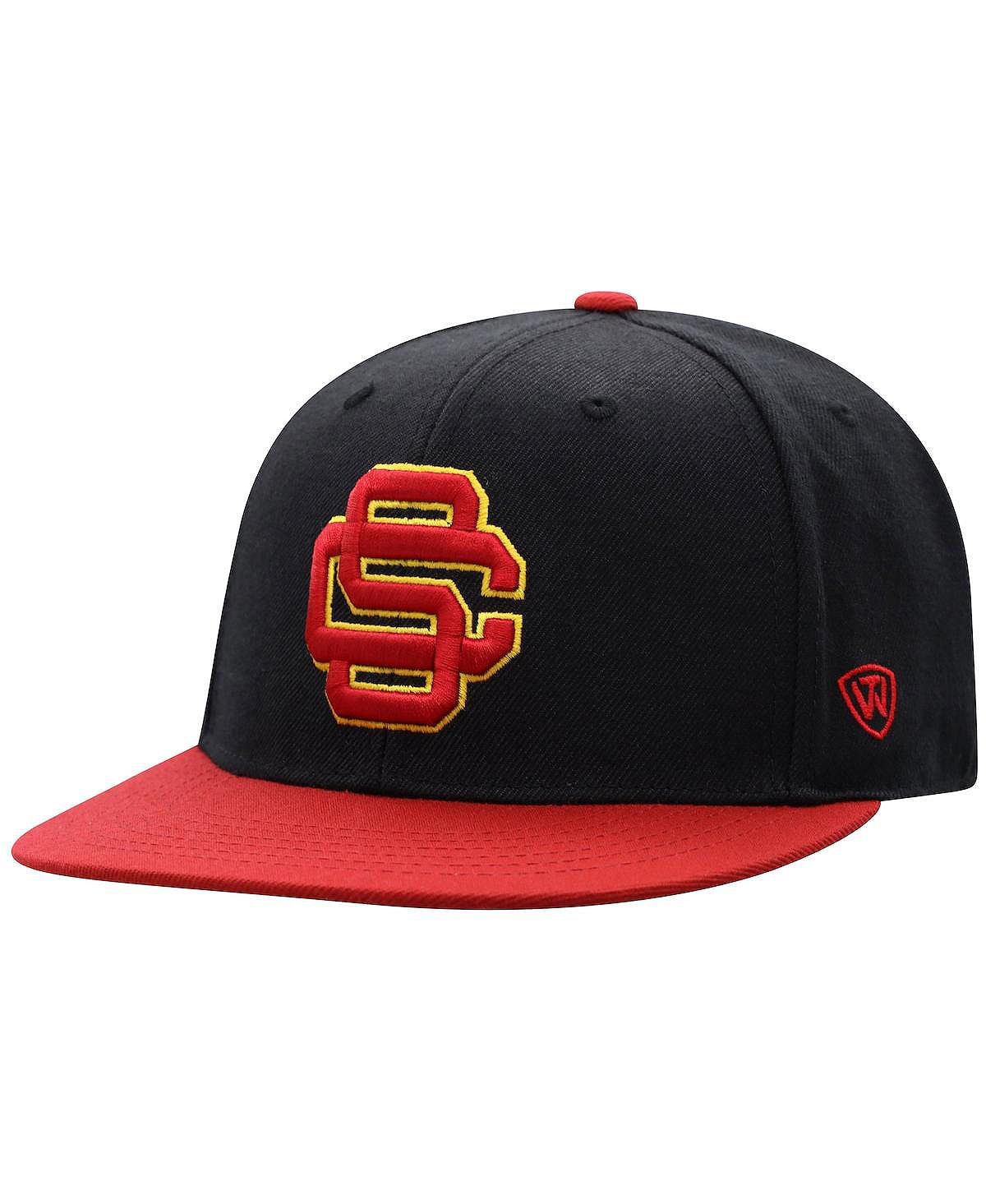 zone 51 cardinal black Мужская двухцветная приталенная шляпа черного цвета и цвета Cardinal USC Trojans Team Top of the World