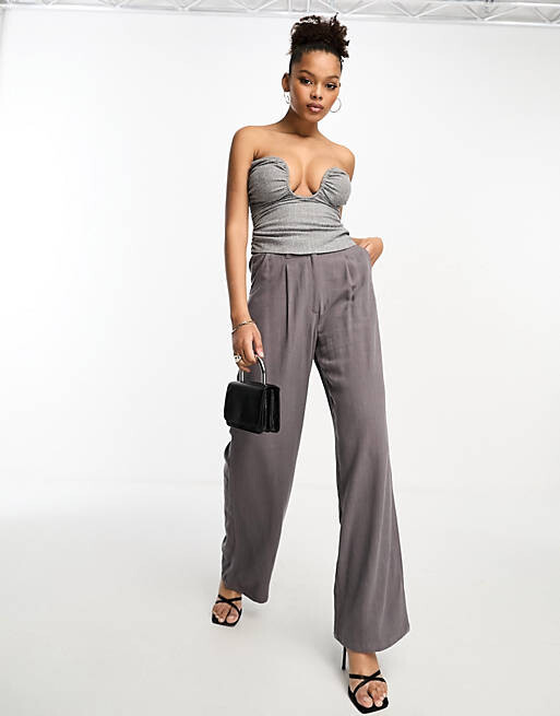 

Серый корсет со сборками для груди ASOS DESIGN