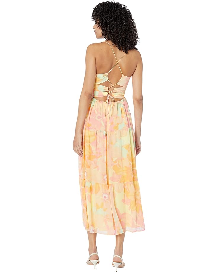 Платье WAYF Cami Lace-Up Back Tiered Maxi Dress, цвет Yellow Orchid