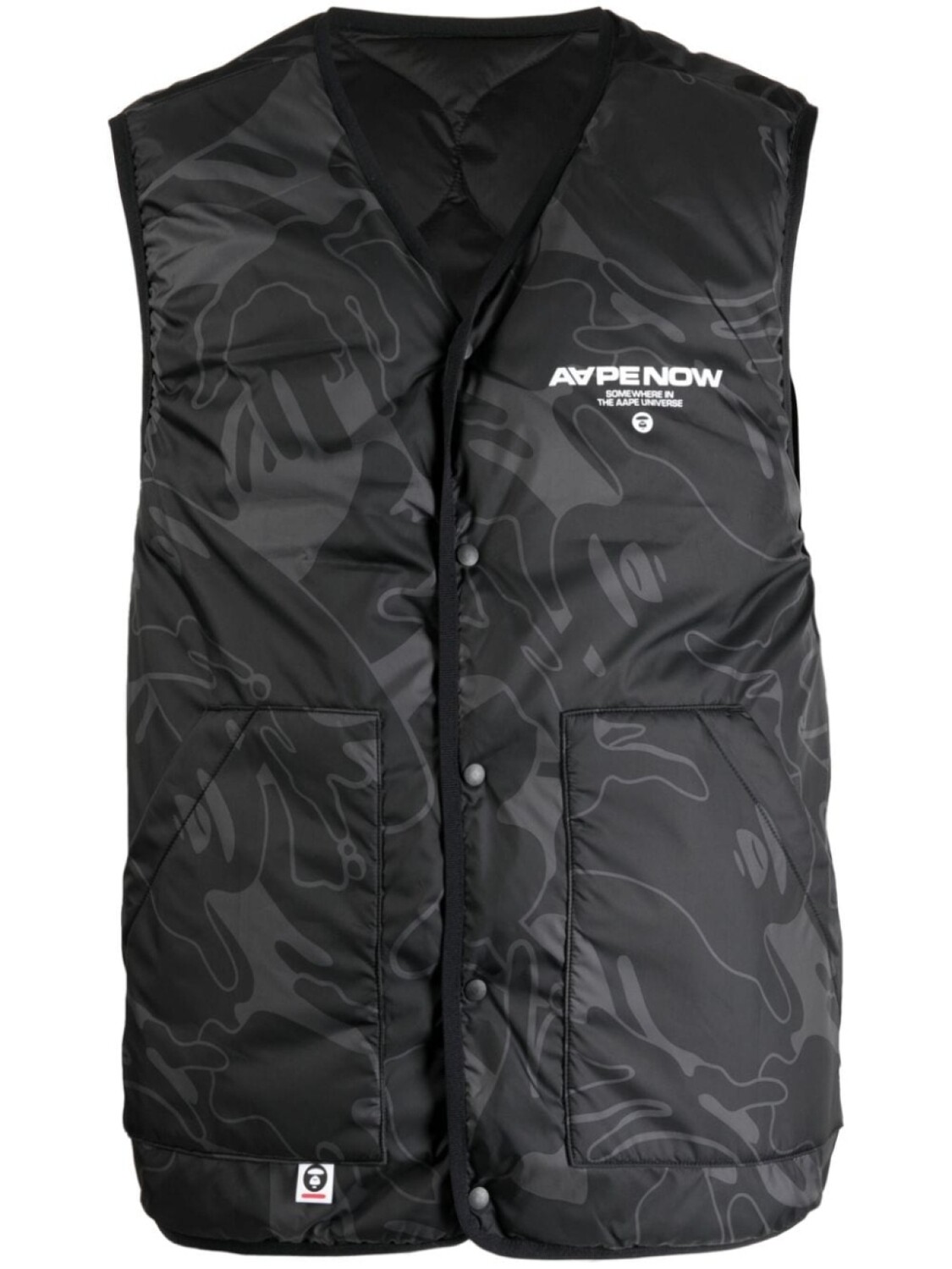 

A Bathing Ape embroidered-pattern padded gilet, черный