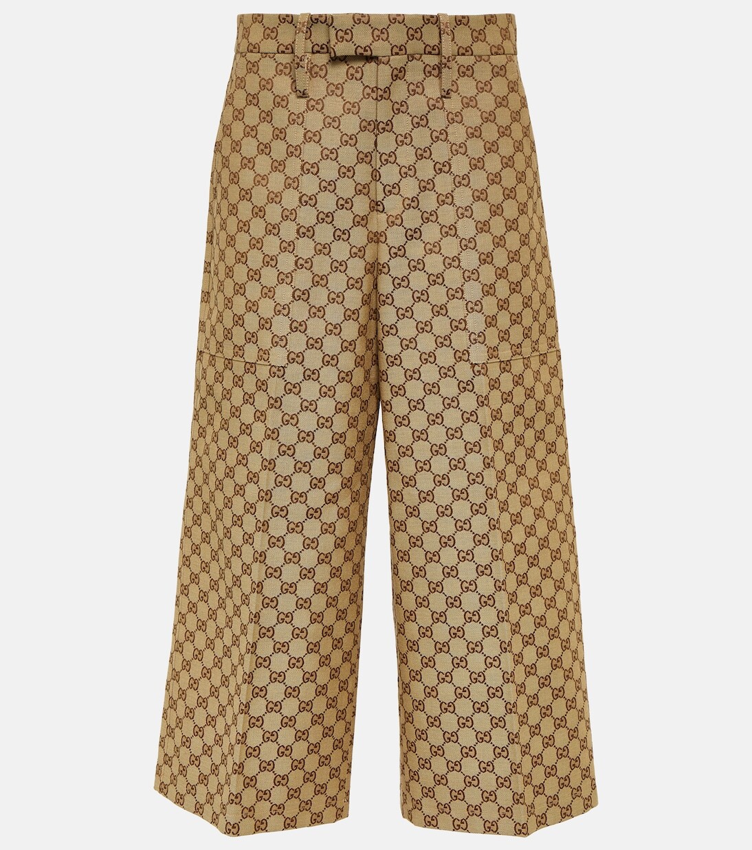 

Широкие брюки из смесового хлопка с узором gg Gucci, коричневый