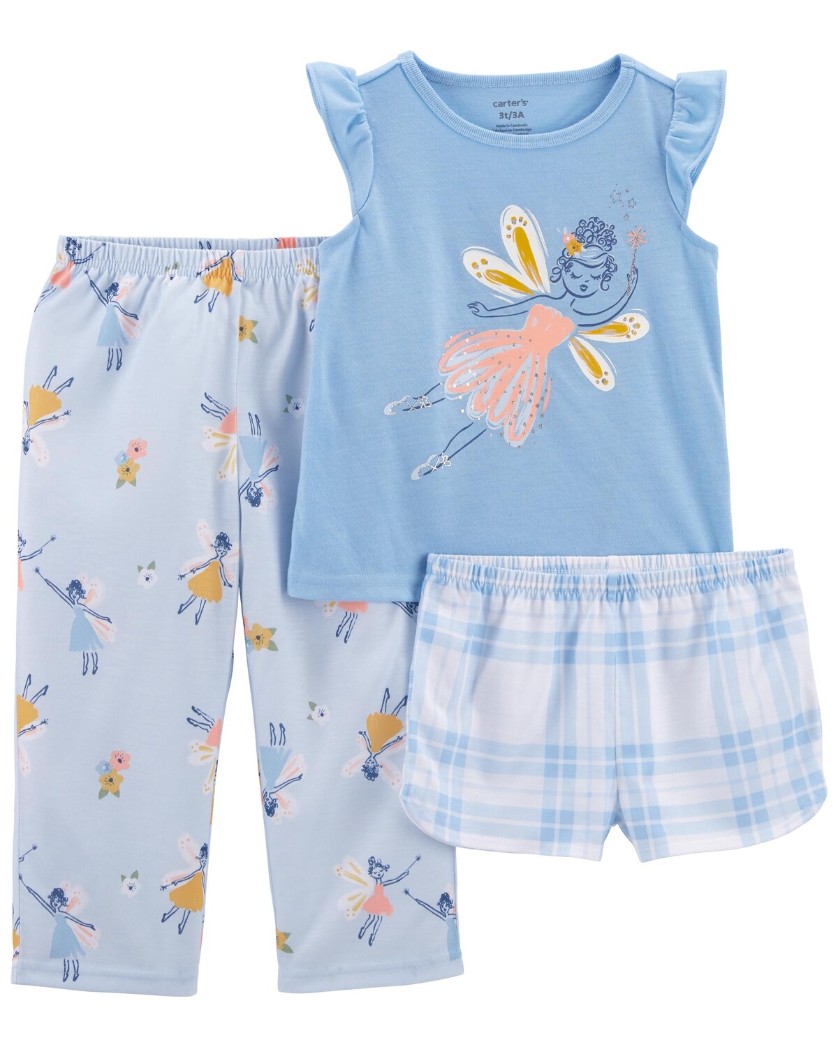 

Свободная пижама Fairy из трех предметов для малышей Carter's, синий