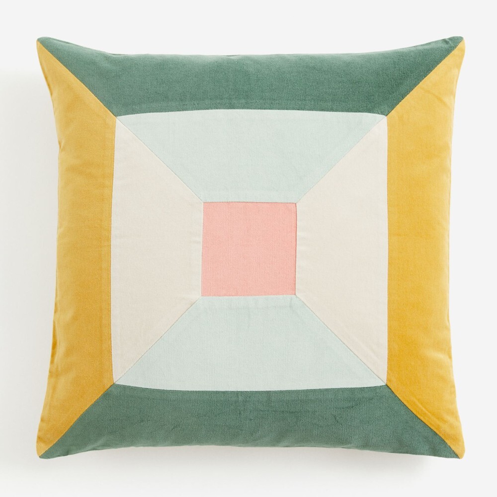 

Декоративная наволочка H&M Home Velvet Patchwork, желтый/зеленый