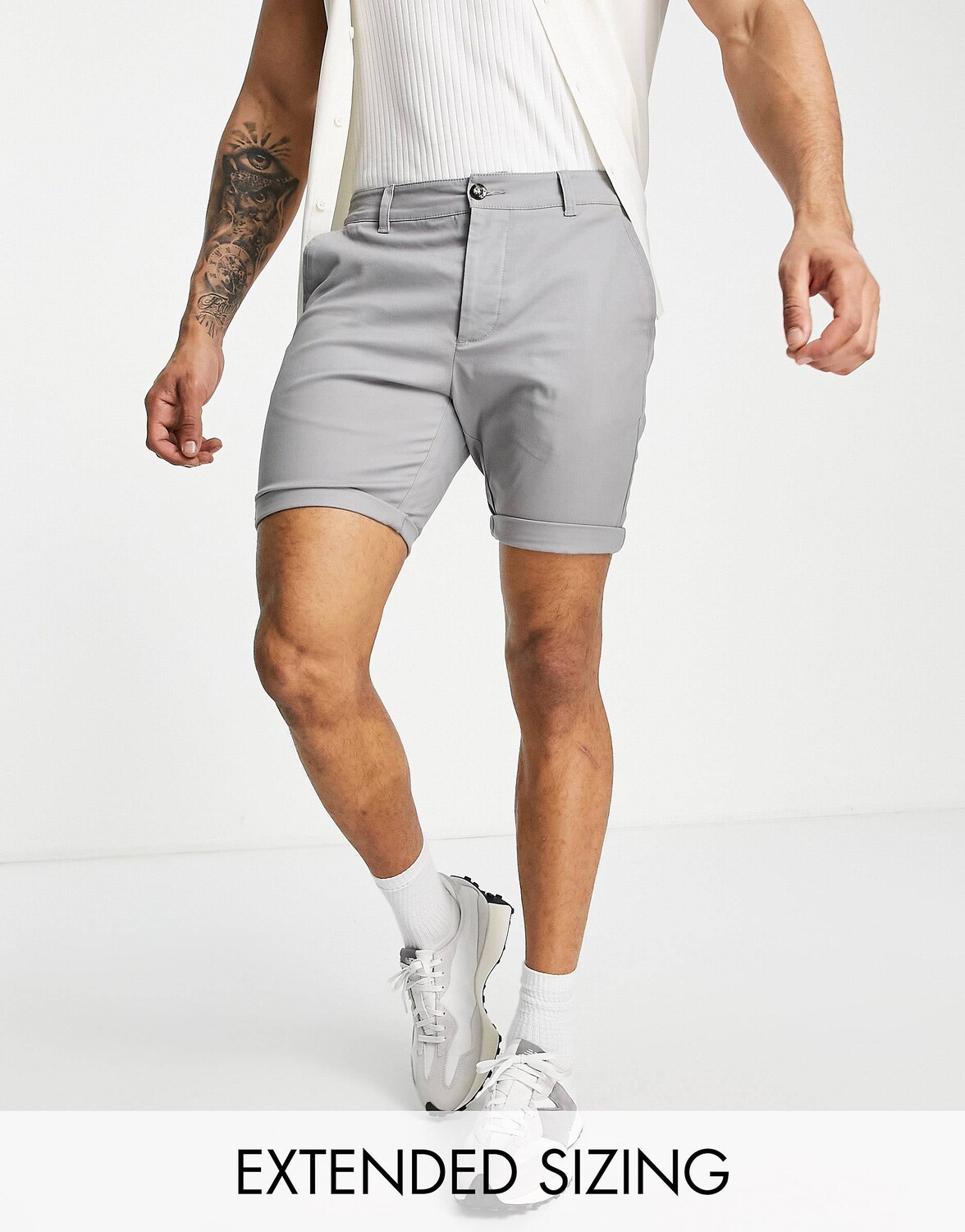 

Светло-серые шорты скинни ASOS DESIGN