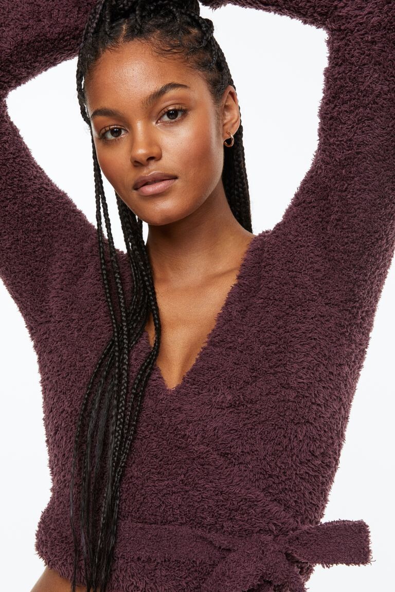 

Короткий кардиган-конверт с плюшевым мишкой H&M, темно-красный