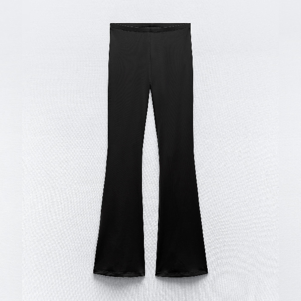 Брюки Zara Polyamide Flared, черный брюки расклешенные с завышенной талией 36 fr 42 rus розовый