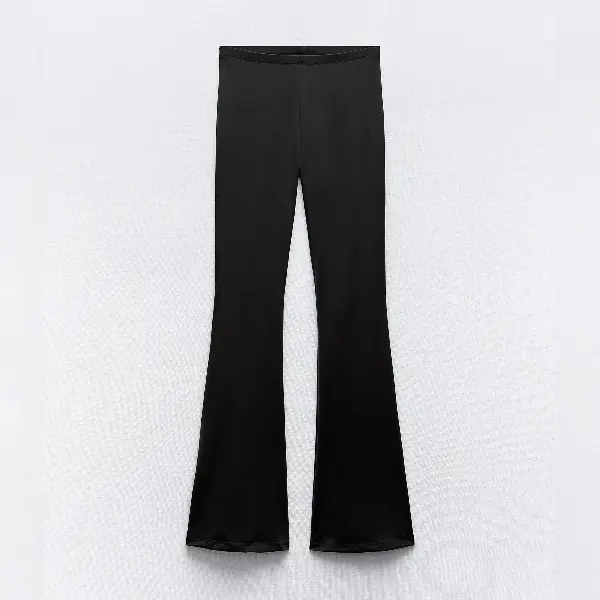 Брюки Zara Polyamide Flared, черный брюки zara ribbed flared синий