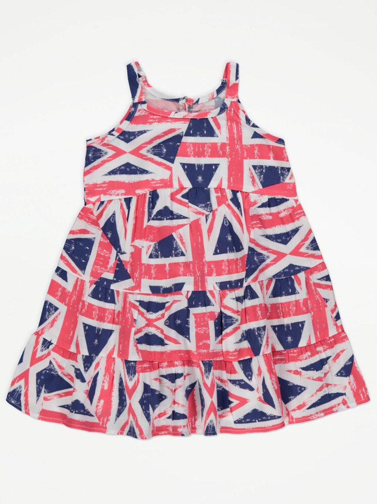 

Многоярусное платье в тон с принтом Coronation Union Jack George., красный