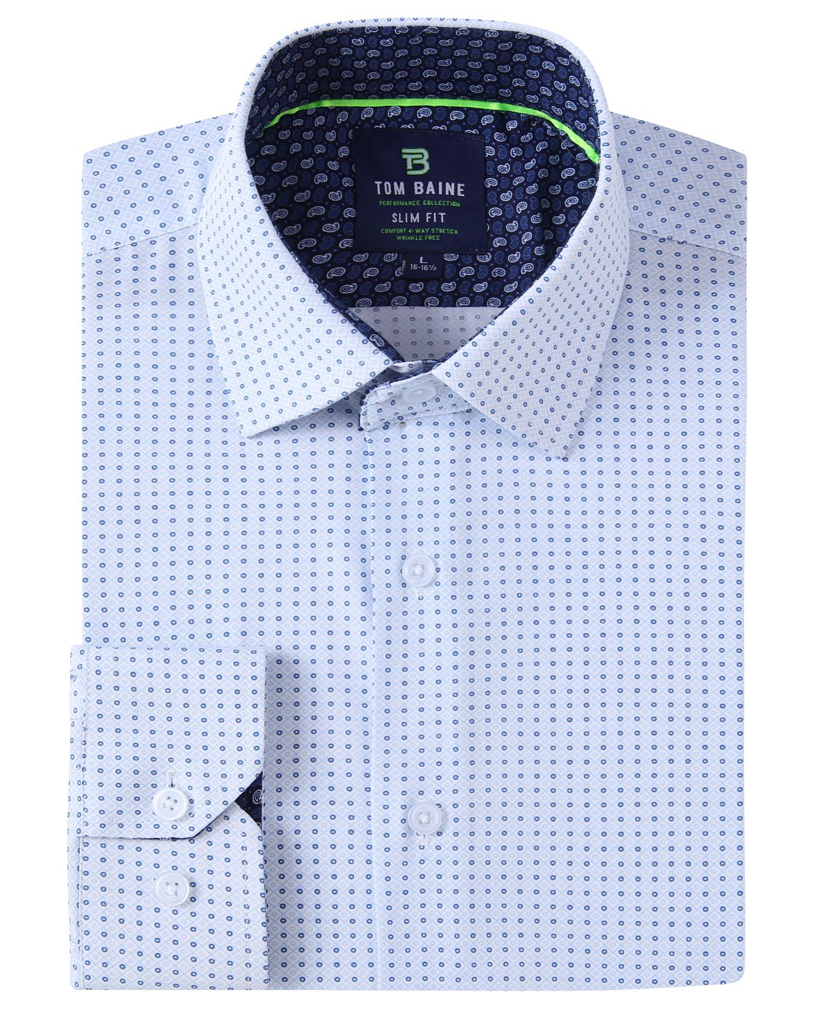 цена Мужская классическая рубашка slim fit с длинным рукавом и геометрическим рисунком Tom Baine, синий
