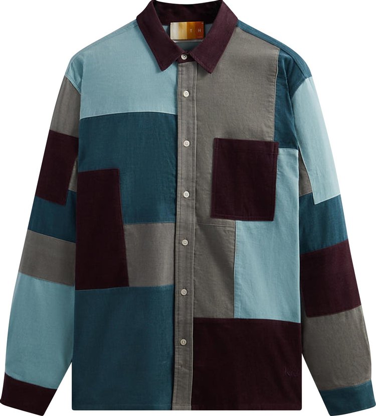 Рубашка Kith Patchwork Cord Ludlow Shirt 'Largo', синий - фото