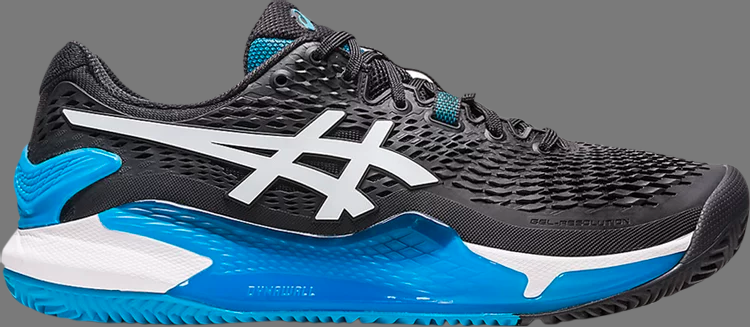 Кроссовки gel resolution 9 clay 'black blue' Asics, черный - фото