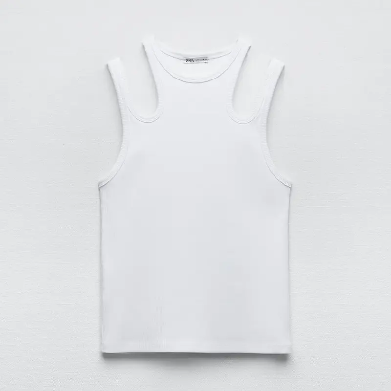 

Топ Zara Ribbed Cut-out, белый