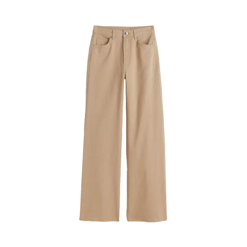 

Брюки H&M Wide-Leg Twill, бежевый