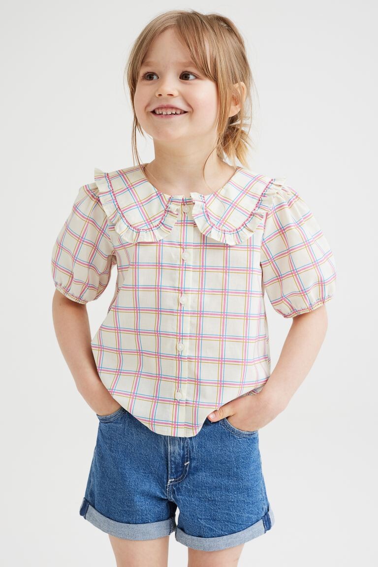 

Блуза с воротником H&M Plaid, светло-бежевый
