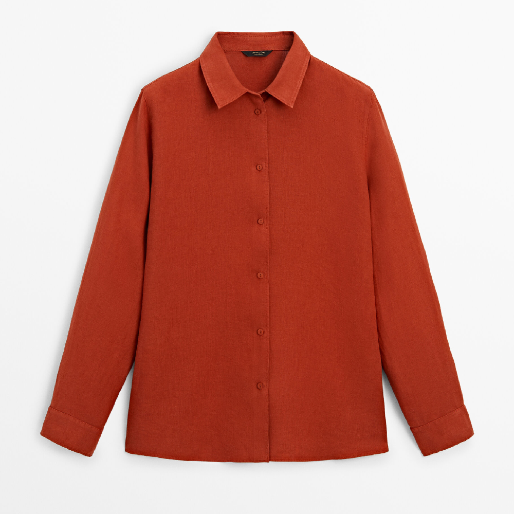 цена Рубашка Massimo Dutti 100% Linen, оранжевый