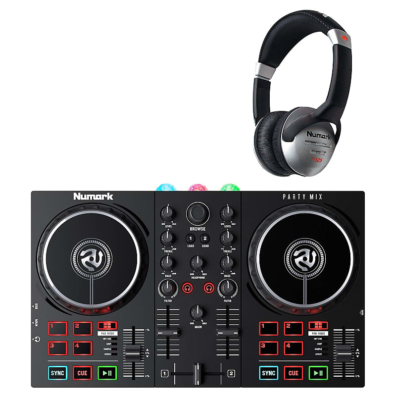 DJ-контроллер Numark Party Mix II Serato LE со встроенным световым шоу и наушниками Numark Party Mix II Serato LE DJ Controller w Built In Lightshow+Headphone