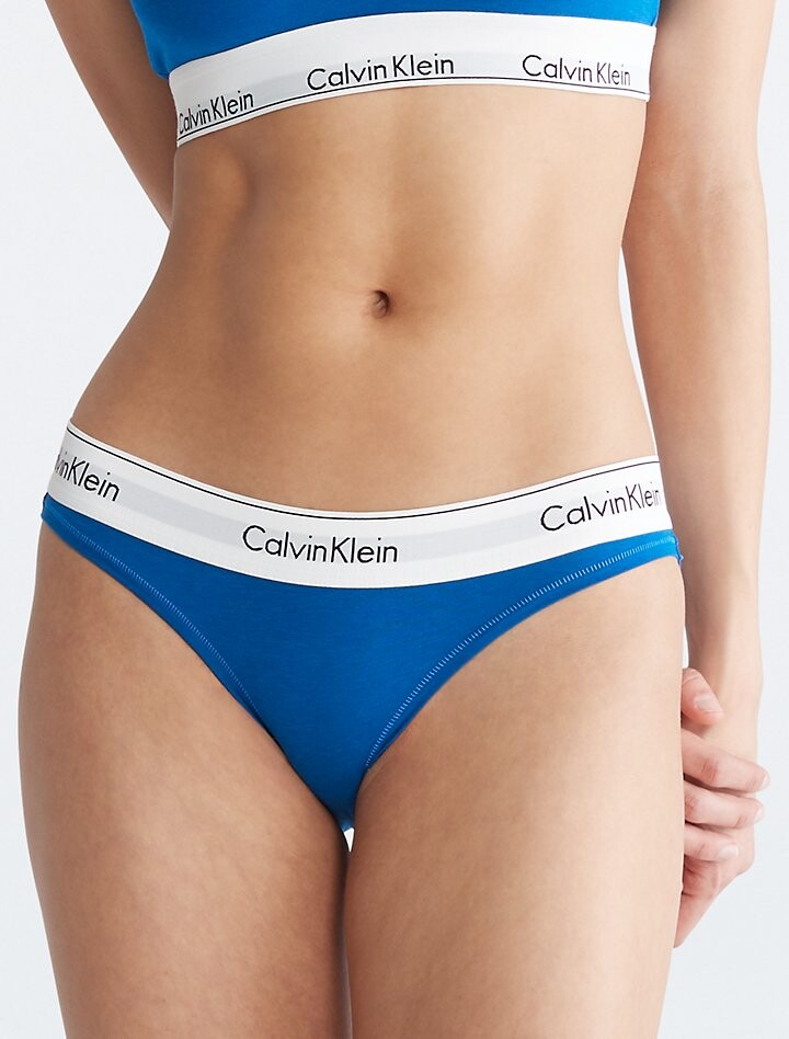 

Современное хлопковое бикини Calvin Klein, синий