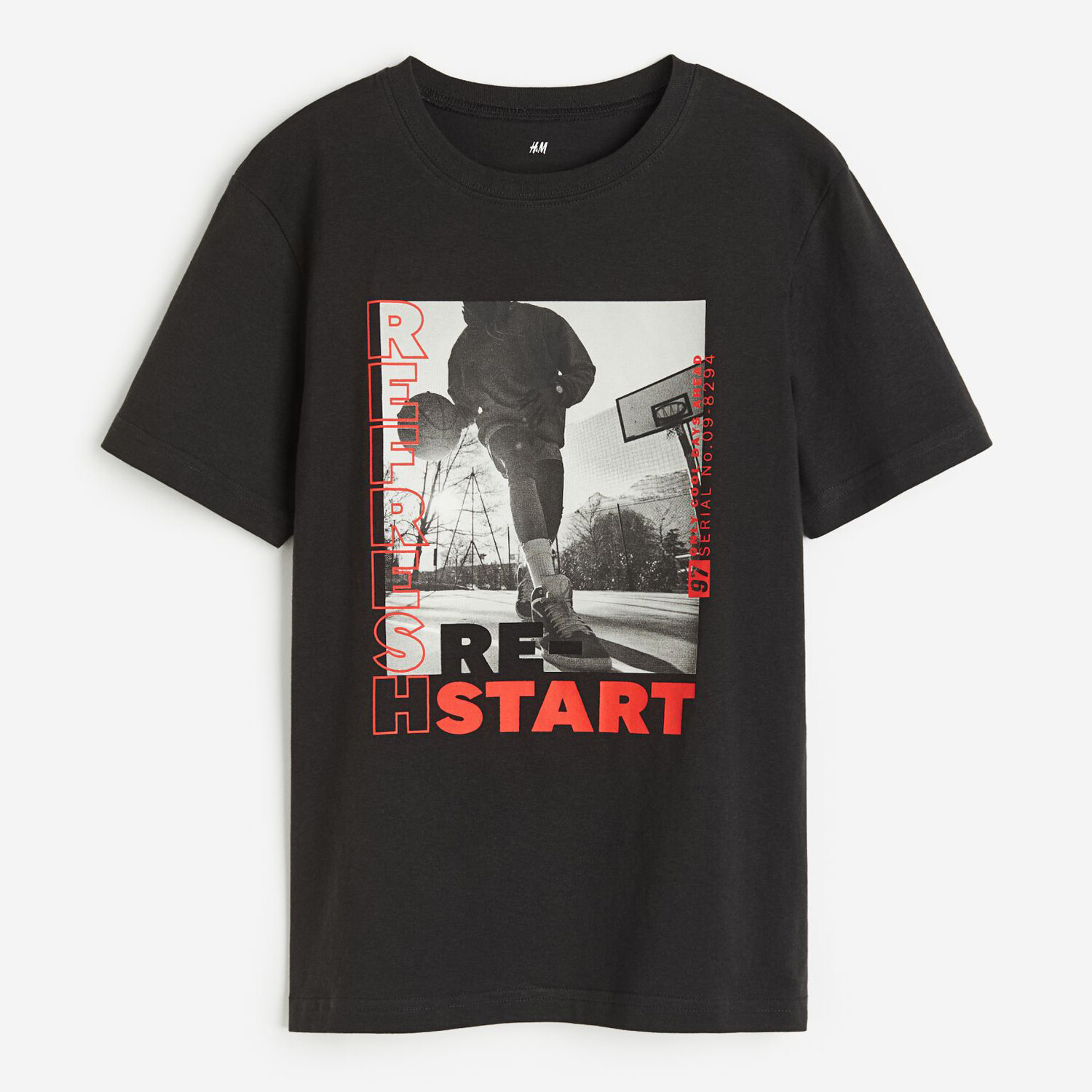 

Хлопковая футболка с принтом H&M Basketball, черный
