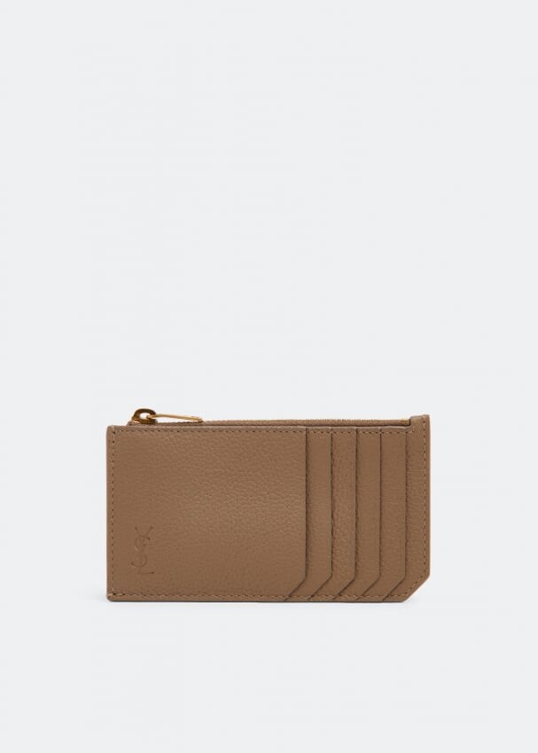 

Картхолдер SAINT LAURENT Monogramme fragments zipped card case, коричневый