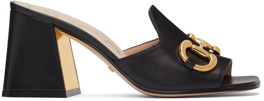 

Черные босоножки на каблуке Horsebit Gucci